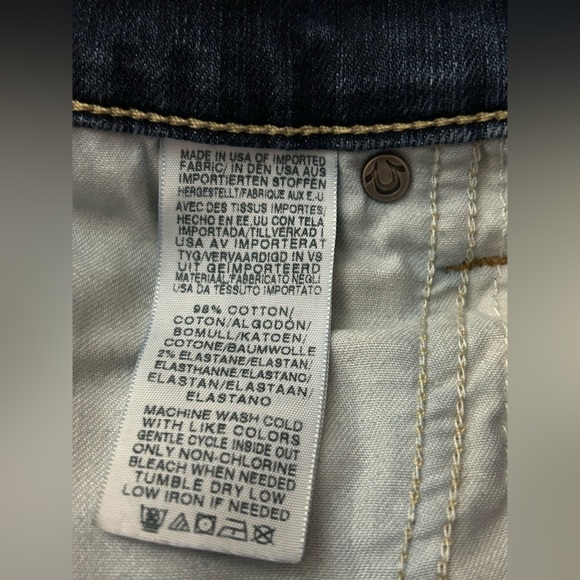 True Religion Jeans mens 34 Blue Dark Wash Ricky Relaxed Straight Fit USA GUC - Picture 15 of 15